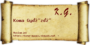 Koma Győző névjegykártya